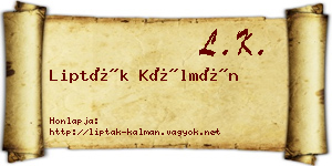 Lipták Kálmán névjegykártya
